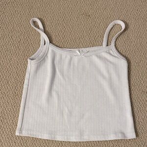 Cropped Off White Ribbed Women's Tank Top